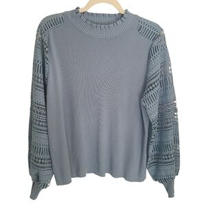 Siani Milano | Women's Light Blue Knit Mockneck Pullover Sweater (Size XL)